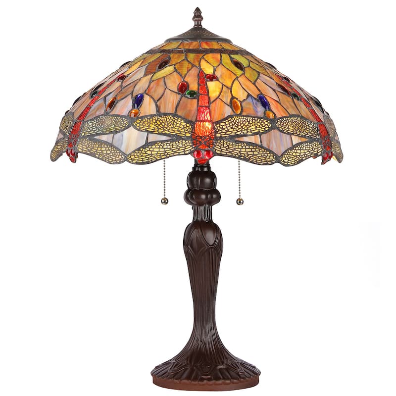 Tiffany Style Dragonfly Design 3-light Table Lamp