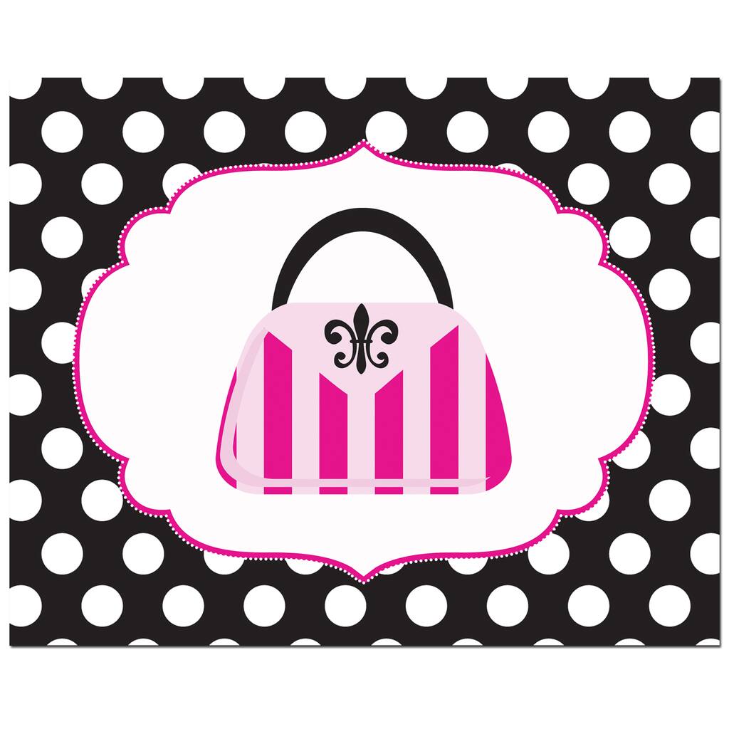 Fashion Striped Handbag with Polka Border Art Print