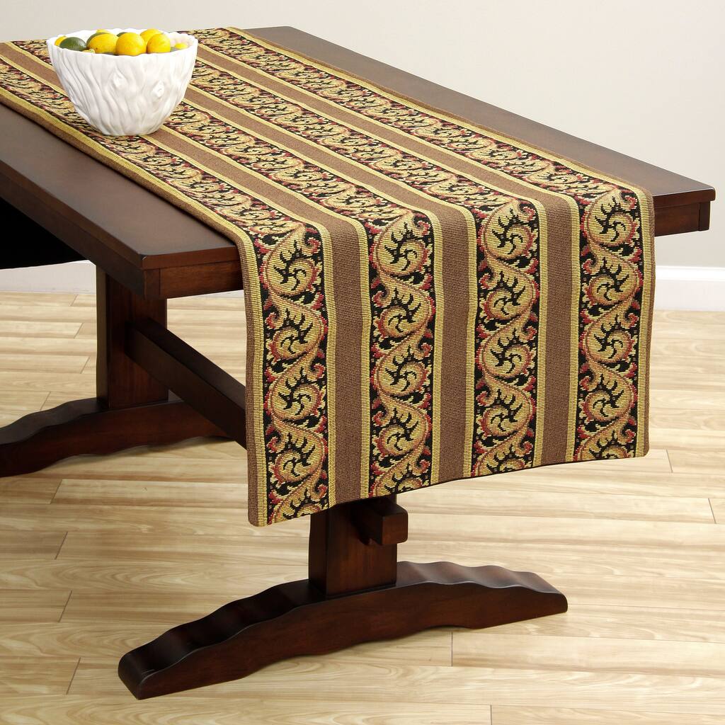 Corona Decor Extra Wide Italian Woven 95 x 26-inch Gold/ Rose Table Runner