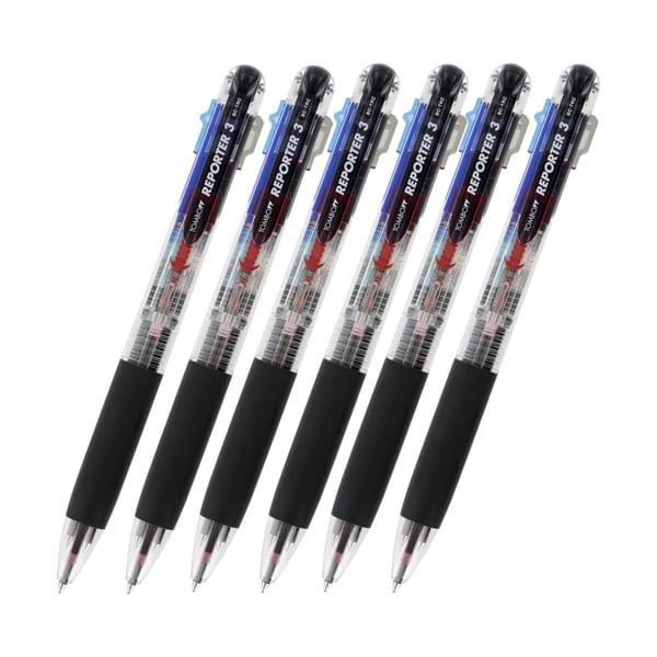 Tombow Reporter 3 Retractable 3-Color Fine Point Ballpoint Pens (Pack of 6)