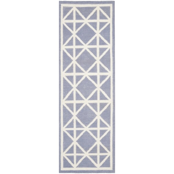 Safavieh Hand-woven Moroccan Reversible Dhurrie Purple Wool Rug - 2'6 x 6'