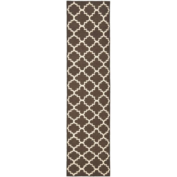 Safavieh Hand-woven Moroccan Reversible Dhurrie Brown Wool Rug - 2'6 x 6'