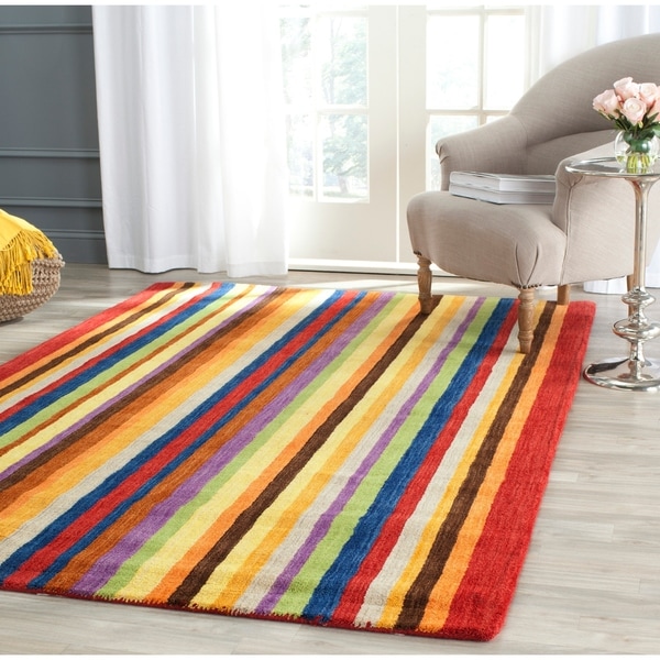 Safavieh Handmade Himalaya Red/ Multicolored Stripe Wool Gabbeh Area Rug - 10' x 14'