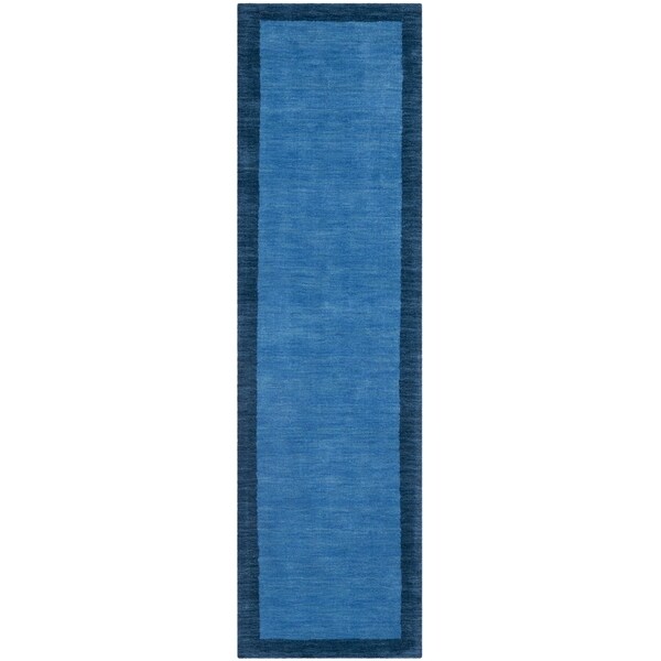 Safavieh Handmade Himalaya Light Blue/ Dark Blue Wool Gabbeh Runner Rug