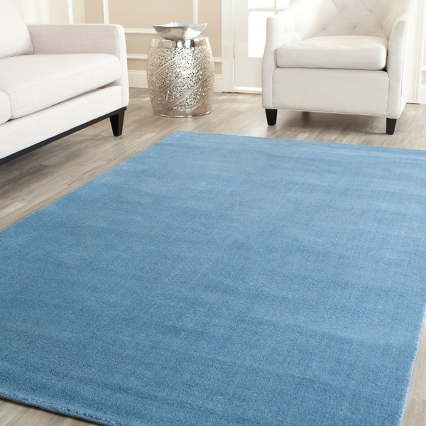 Safavieh Handmade Himalaya Solid Blue Wool Area Rug - 9' x 12'