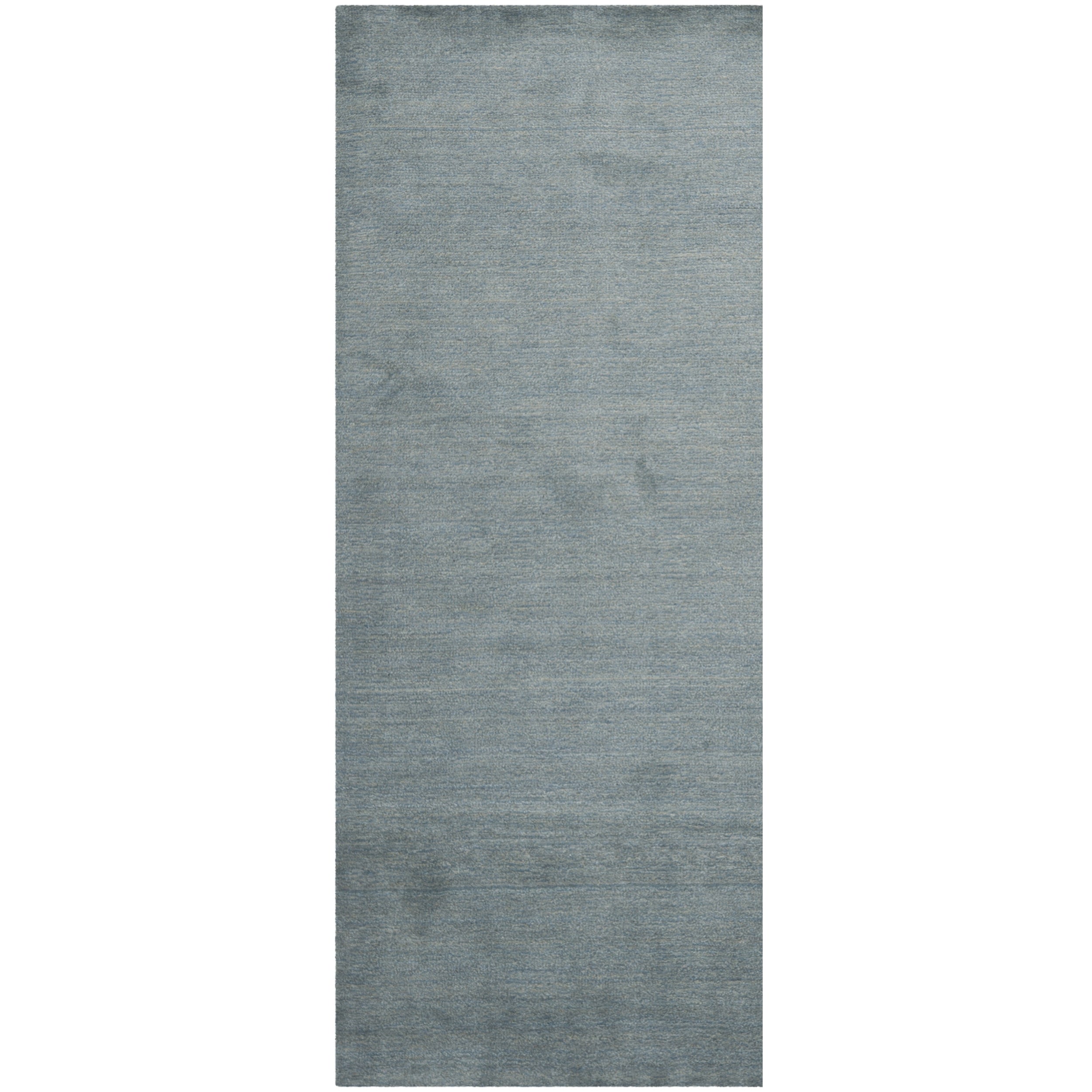 Loomed Knotted Himalayan Solid Blue Wool Rug (23 X 6)