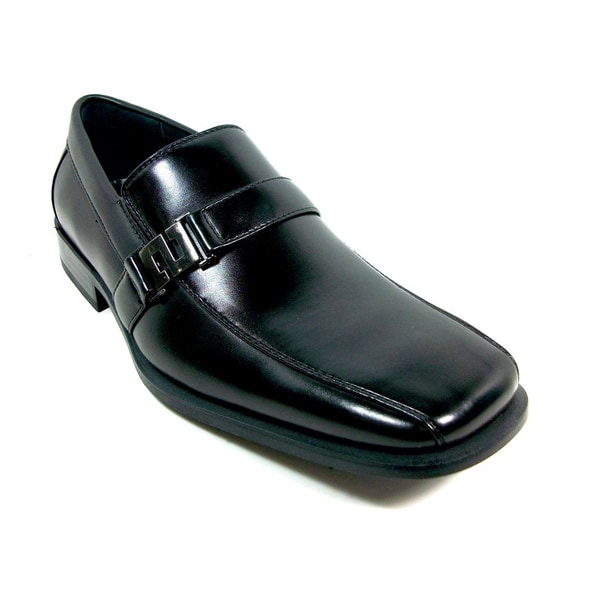 Delli Aldo Mens Black Square Toe Buckle Vamp Loafers