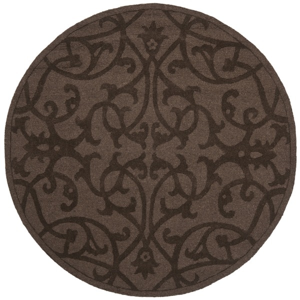 Handmade Irongate Brown New Zealand Wool Rug (5' Round) Safavieh Round/Oval/Square