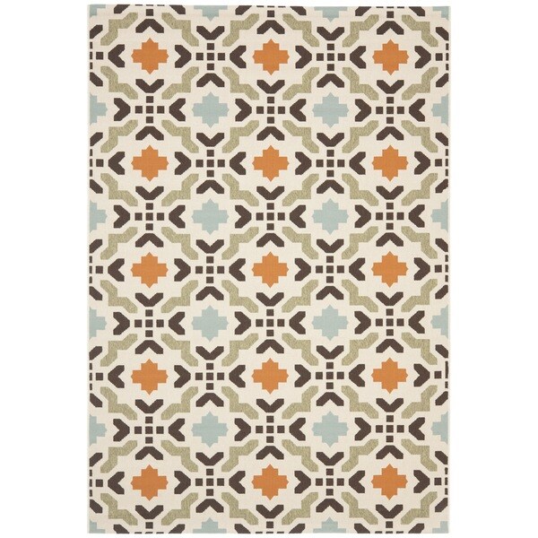 Shop Safavieh Veranda Piled Cream/ Terracotta Rug 8' x 11'2 On Sale