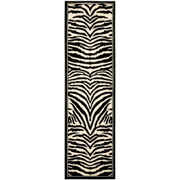 Safavieh Lyndhurst Contemporary Zebra Black/ Ivory Rug - 2'3" x 10'