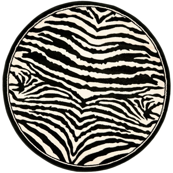 Safavieh Lyndhurst Contemporary Zebra Black/ IvoryRug - 4' x 4' Round