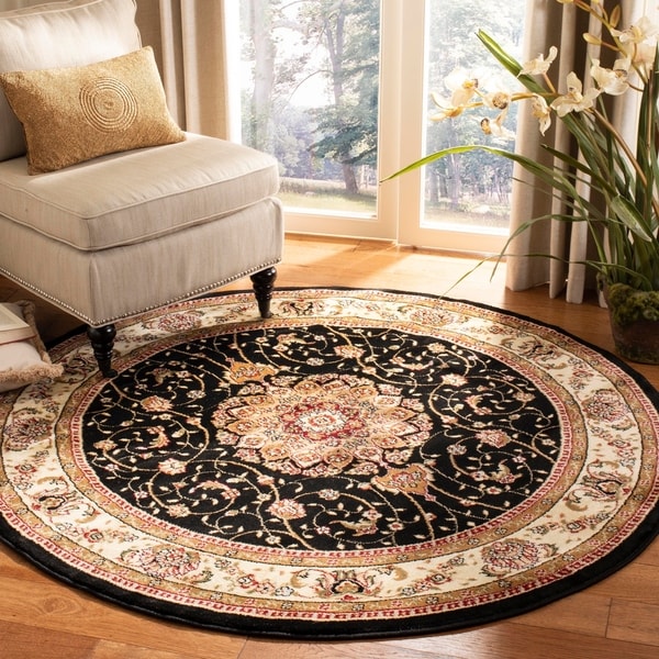 Safavieh Lyndhurst Traditional Oriental Black/ Ivory Rug - 4' x 4' Round