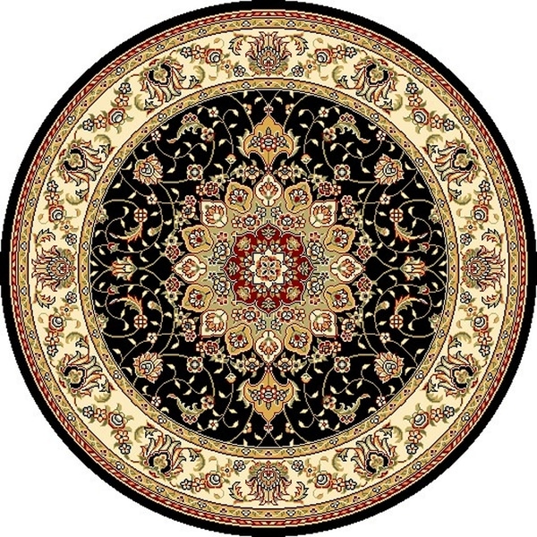 Safavieh Lyndhurst Collection Traditional Black/ Ivory Rug (7 Round)