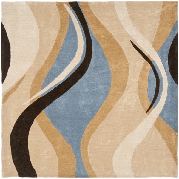 Safavieh Handmade Modern Art Abstract Waves Blue/ Brown Polyester Rug