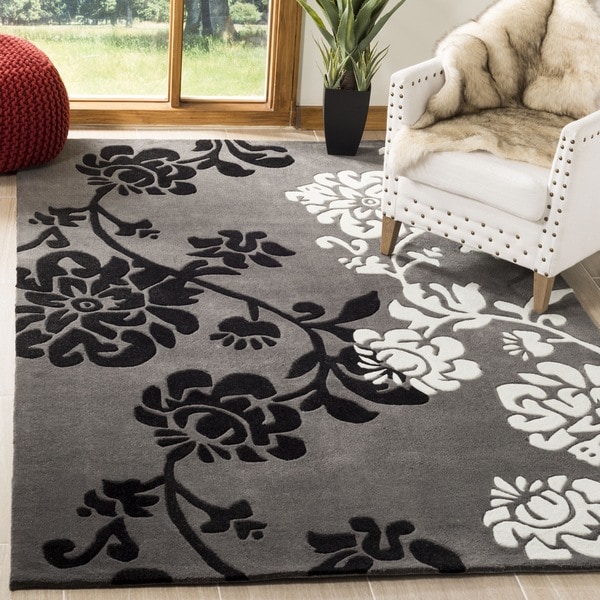 Safavieh Handmade Modern Art Floral Shadows Dark Grey/ Multi Polyester Rug - 9' X 12'