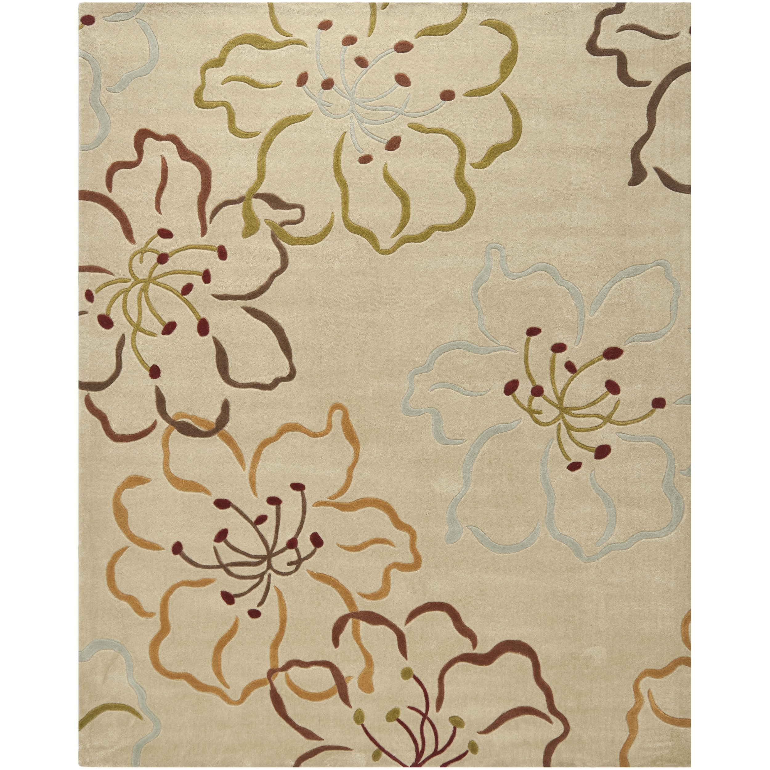 Handmade Avant garde Paradise Light Beige Rug (8 X 10)