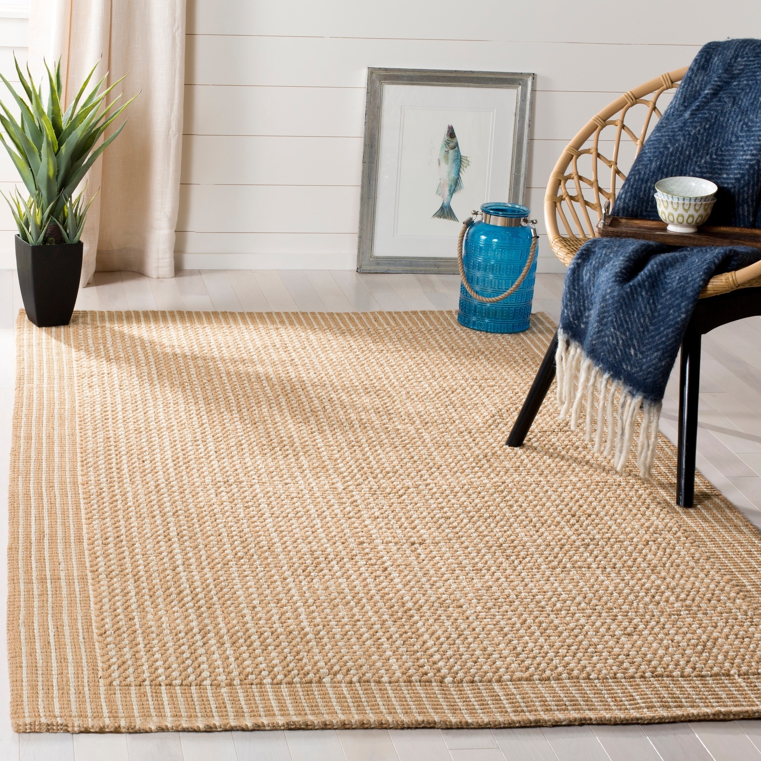 Handwoven Natural Fiber Loop Jute Beige Rug (5 X 8)