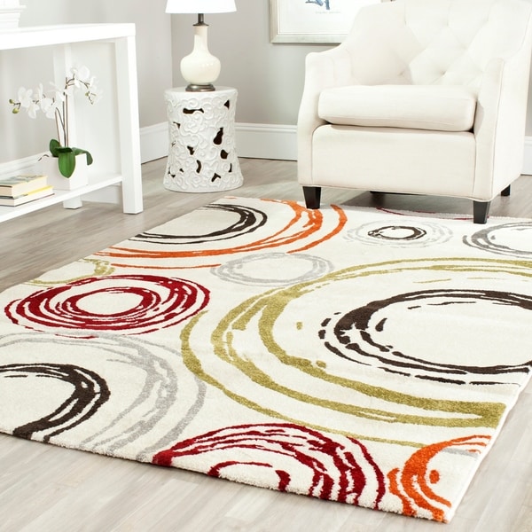 Safavieh Porcello Contemporary Circles Ivory/ Red Rug - 8' x 11'2