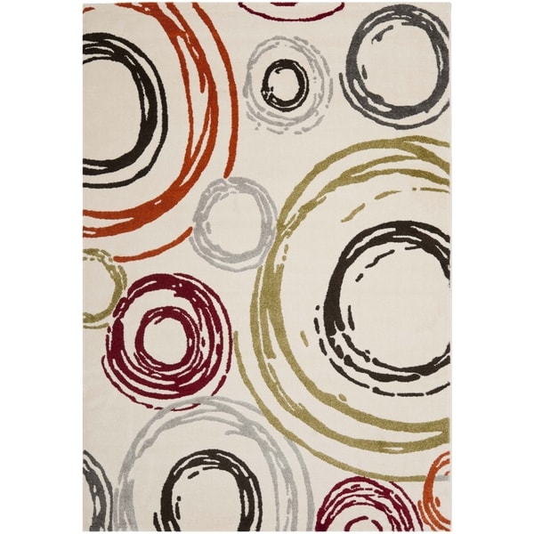 Safavieh Porcello Contemporary Circles Ivory/ Red Rug - 8' x 11'2