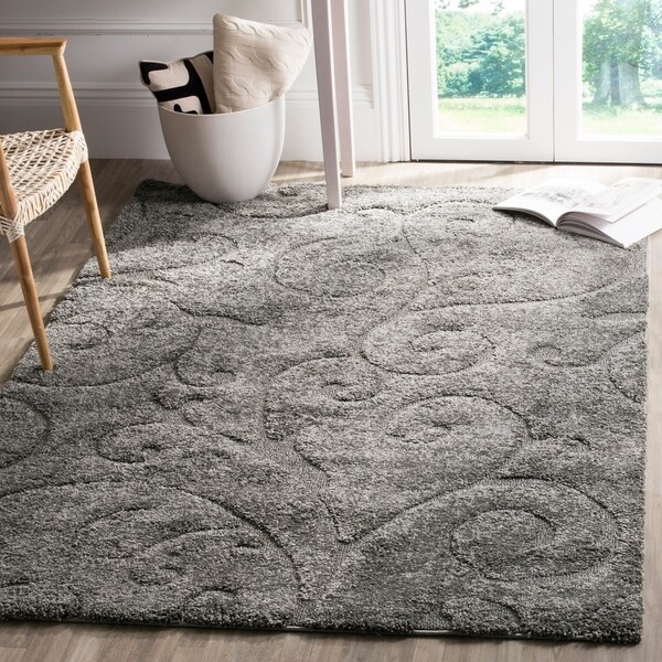 Safavieh Florida Shag Scrollwork Elegance Dark Grey Area Rug - 9'6 x 13'
