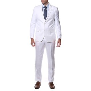 Shop Angelino Litrico by Ferrecci Men's White Linen Blend Two-piece Two ...