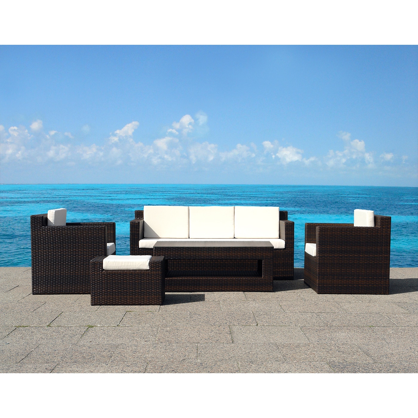 Outdoor Wicker Sofa Set Roma Contemporary Patio Furniture