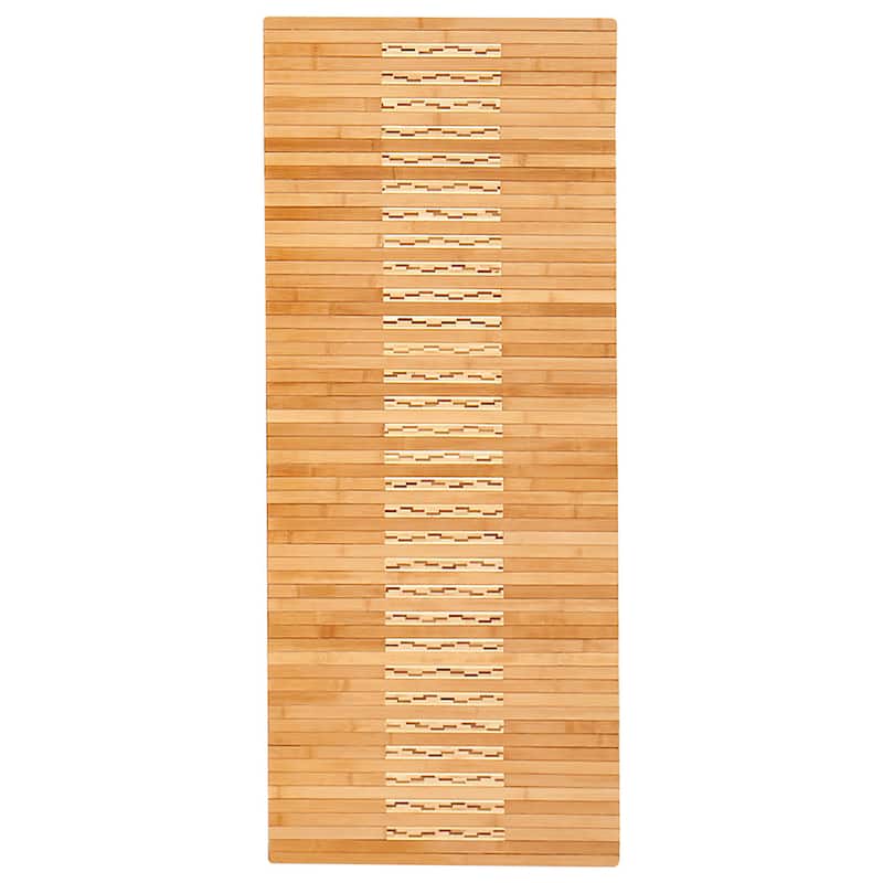Jani Oolong Natural Brown Bamboo Striped Kitchen and Bath Mat - 20" x 48" inches, Eco-Friendly Kitchenmat & Bathmat
