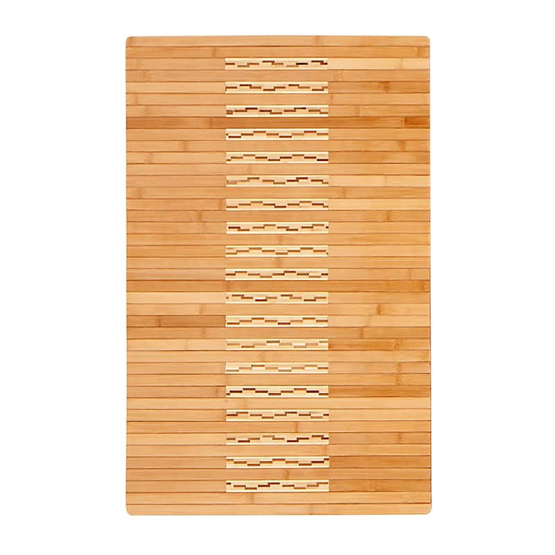 Jani Oolong Natural Brown Bamboo Striped Kitchen and Bath Mat - 20" x 48" inches, Eco-Friendly Kitchenmat & Bathmat
