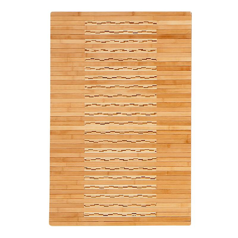 Jani Oolong Natural Brown Bamboo Striped Kitchen and Bath Mat - 20" x 48" inches, Eco-Friendly Kitchenmat & Bathmat