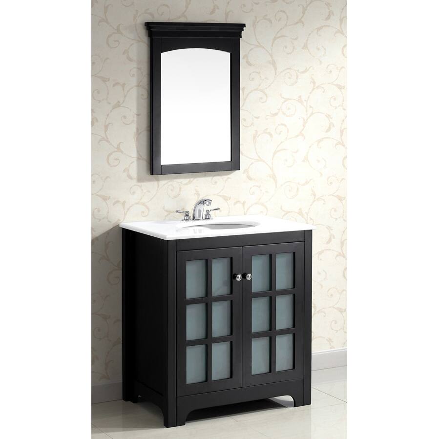 WYNDENHALL Louisiana Black 30-inch Bath Vanity with 2 Doors and White Marble Top