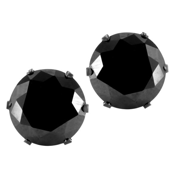 Black Plated Stainless Steel Cubic Zirconia Earrings Black Plated Stainless Steel Cubic Zirconia Earrings