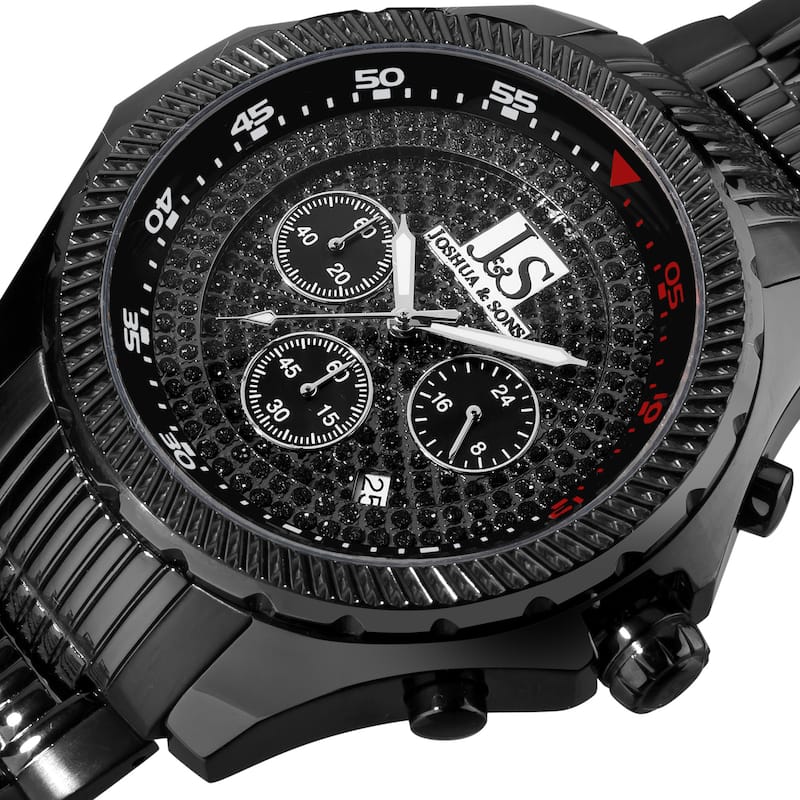 Joshua & Sons Men's Large Dial Quartz Chronograph Black Bracelet Watch