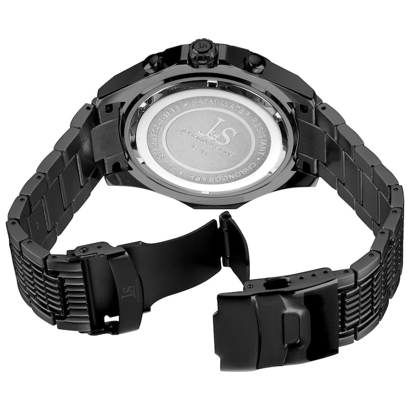 Joshua & Sons Men's Large Dial Quartz Chronograph Black Bracelet Watch