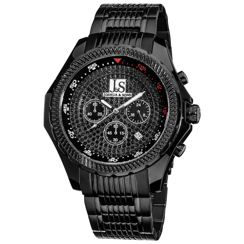 Joshua & Sons Men's Large Dial Quartz Chronograph Black Bracelet Watch