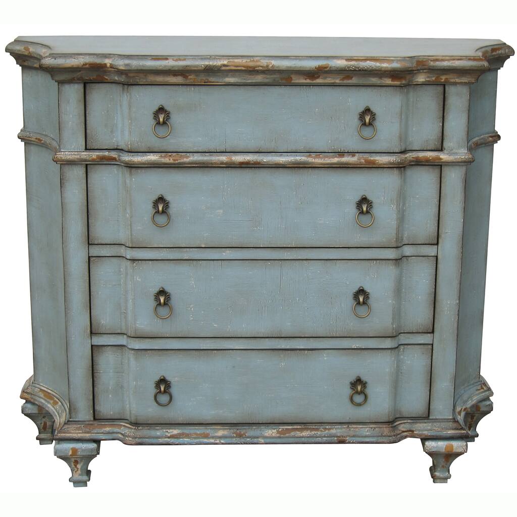 Hand-painted Distressed Pastel Blue Finish Accent Chest