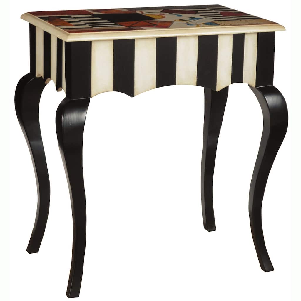 Hand-painted Distressed Black and Antique White Finish Accent Table