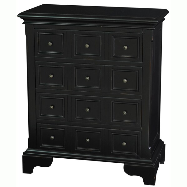 Hand Painted Distressed Black Finish Accent Chest Free Hand Painted Distressed Black Finish Accent Chest