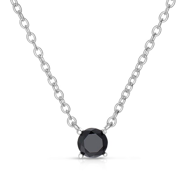 Sterling Silver 1/10 to 1ct TDW Black Diamond Solitaire Necklace Finesque Diamond Necklaces