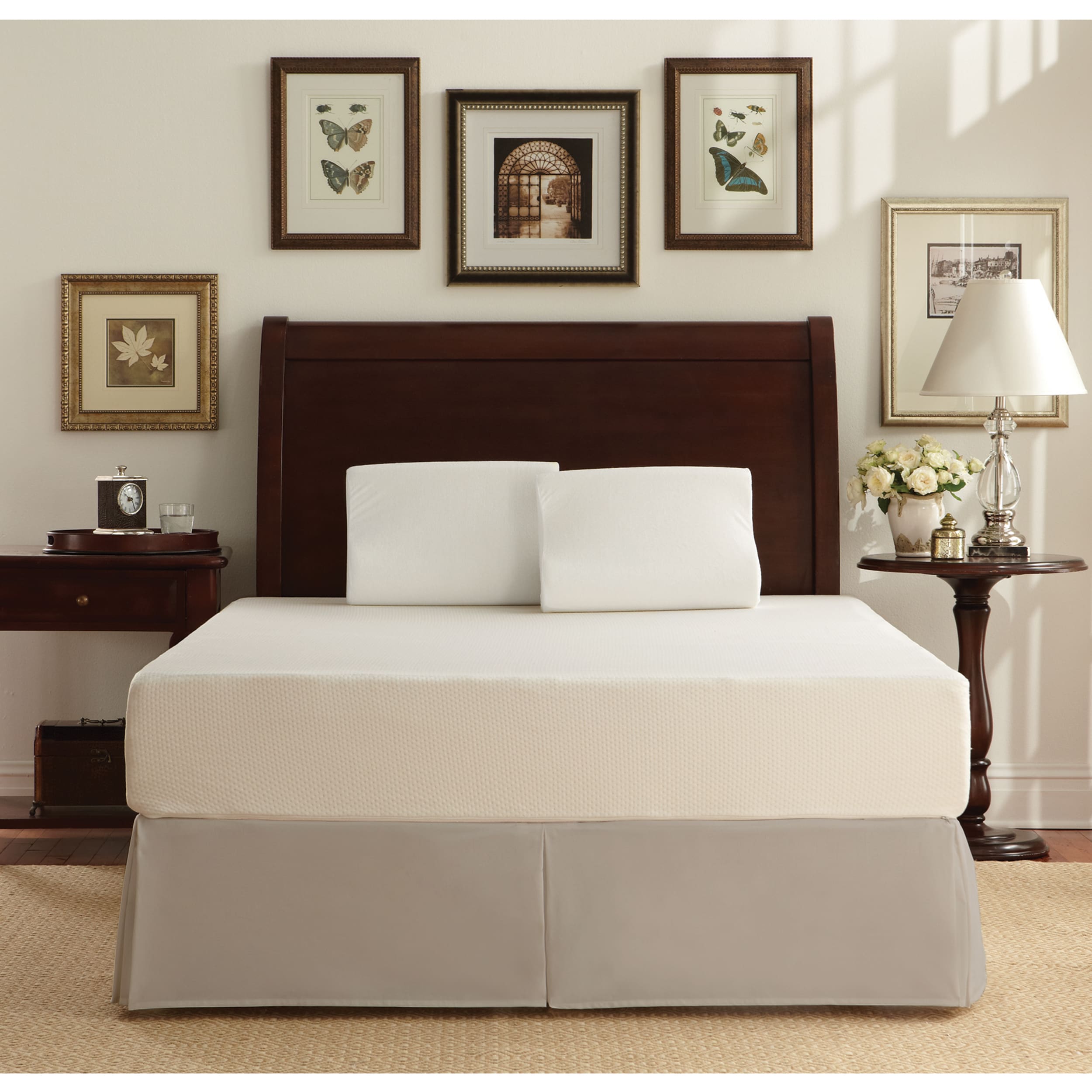 White By Sarah Peyton 10 inch Traditional Firm Support Twin size Memory Foam Mattress And Pillow Set