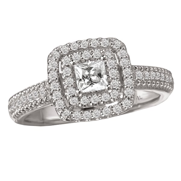Avanti 14k White Gold 1/2ct TDW Round Diamond Halo Engagement Ring (G-H, SI1-SI2)