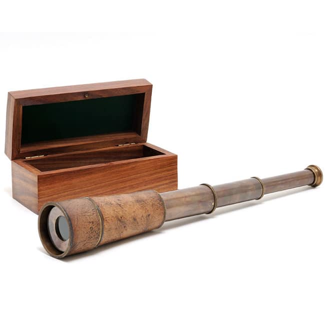 Old Modern Handicrafts Handheld Telescope with Wooden Case
