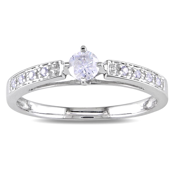 Miadora 10k White Gold 1/4ct TDW White Round Diamond Ring (H I, I2 I3) Miadora Diamond Rings