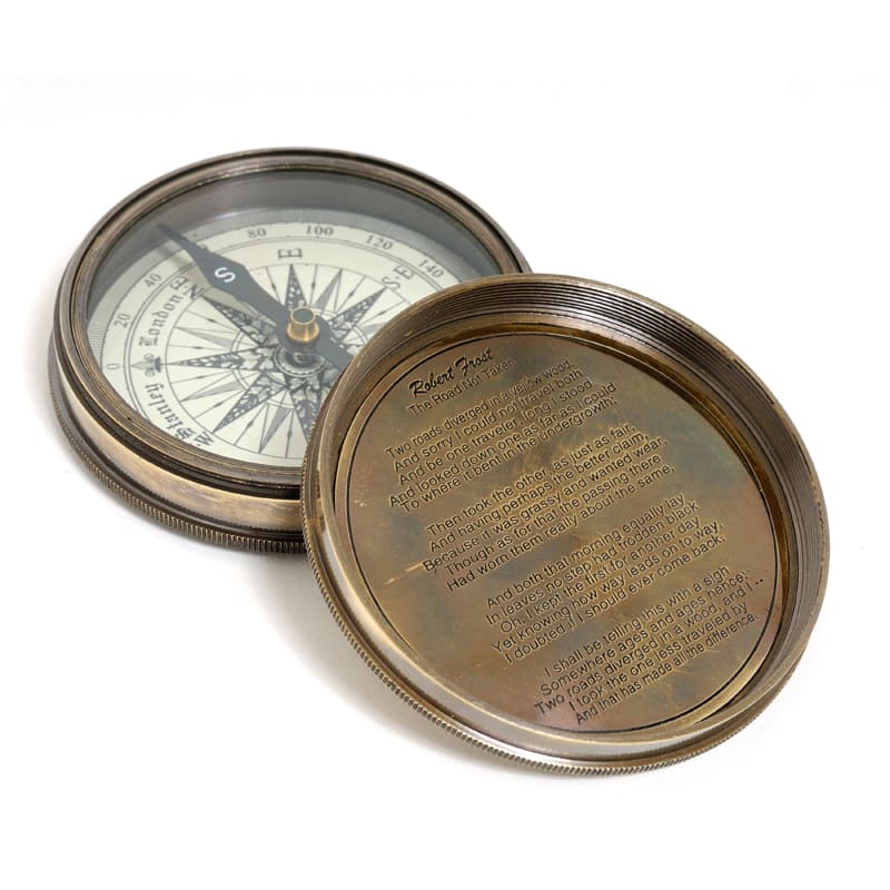 Old Modern Handicrafts Brass Makers to the Queen Compass with Leather Case