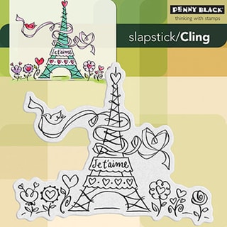 Penny Black Cling Rubber Stamp 5"X5" Love Paris Penny Black Clear & Cling Stamps
