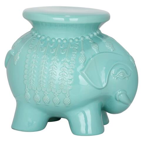 SAFAVIEH Paradise Elephant Light Blue Ceramic Decorative Garden Stool