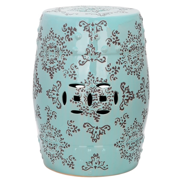 Safavieh Paradise Pacific Light Blue Ceramic Garden Stool Safavieh Garden Accents