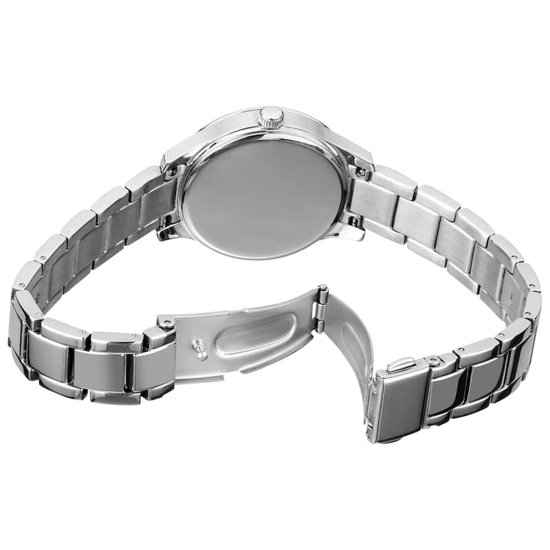 Akribos XXIV Women's Stainless Steel Diamond Silver-Tone Bracelet Quartz Watch - black/silver - black/silver