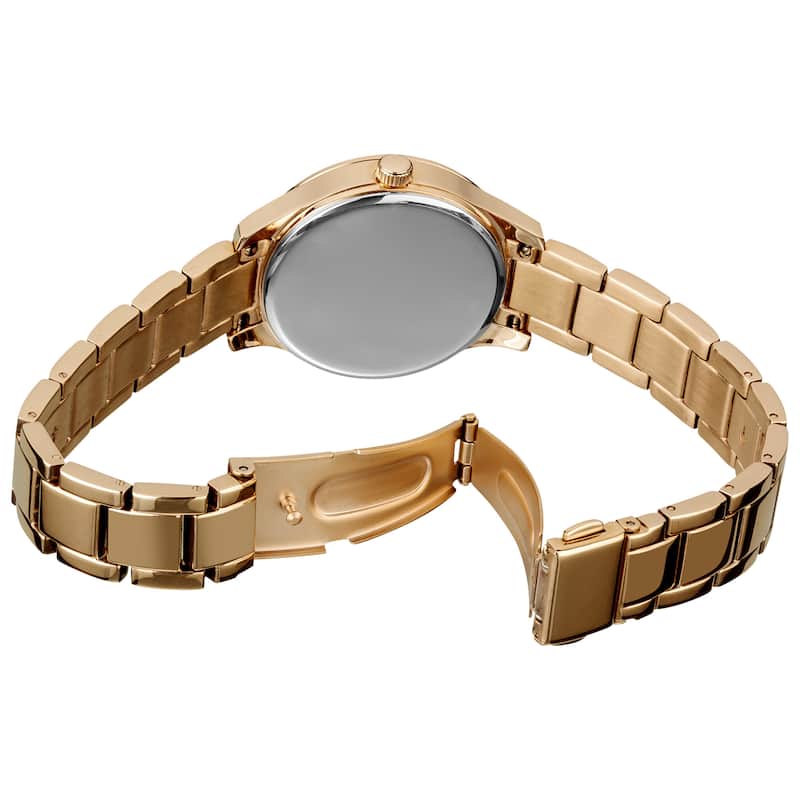 Akribos XXIV Women's Rose-Tone Stainless-Steel Diamond Bracelet Watch - black