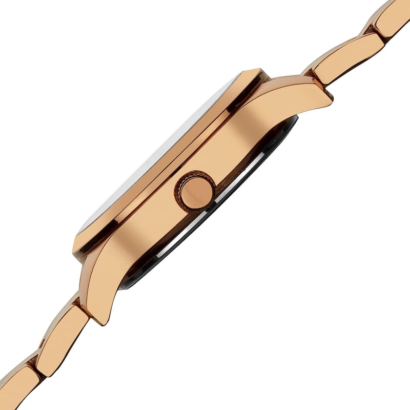 Akribos XXIV Women's Rose-Tone Stainless-Steel Diamond Bracelet Watch - black