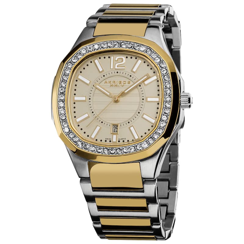 Akribos XXIV Women's SilverTone Quartz Stainless Steel Crystal Bracelet Watch